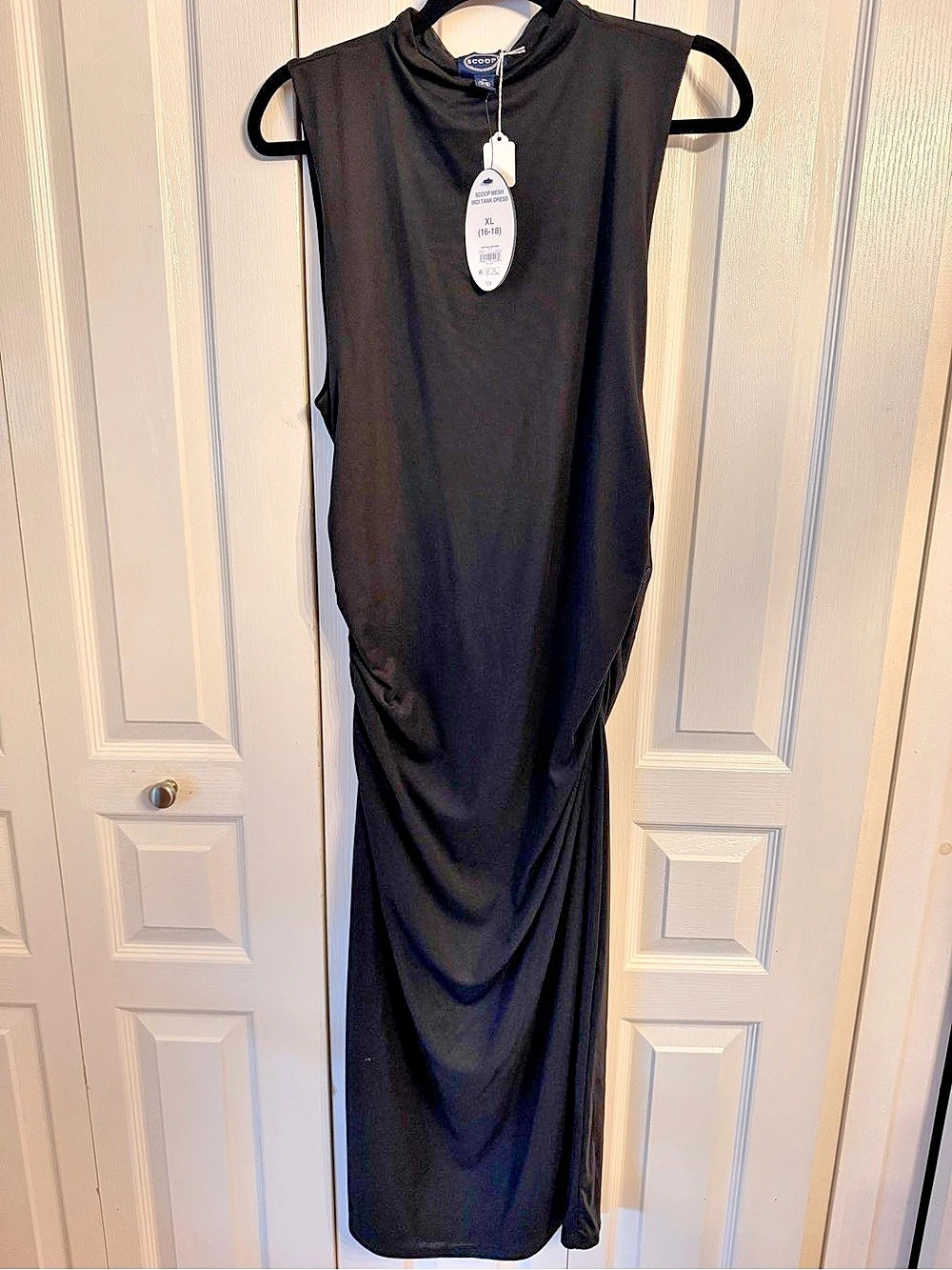 Scoop Mesh Mock Neck Tank Dress Black Maxi Dress Size XL NWT